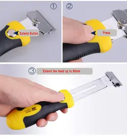 Telescopic Scraper Glass Ceramic Tile Cleaning Spatula Cleaning and Glue Removal Spatula Wall Floor With Four Blades