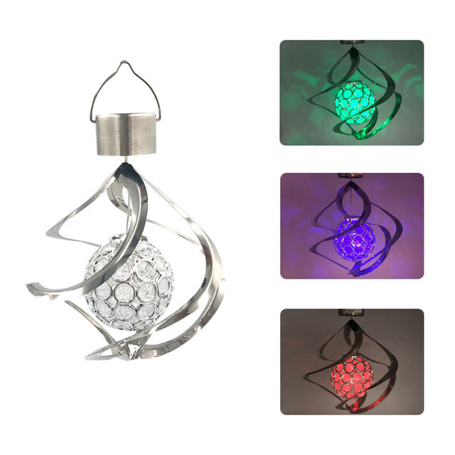 Outdoor Stainless Steel LED Solar Wind Bell Lamp acrylic ball building controlled wind bell rotating wind bell lamp landscape lamp