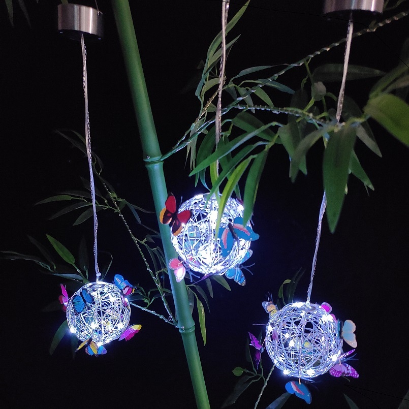 Led Solar Hanging Tree Ball Simulation Butterfly Ball Chandelier