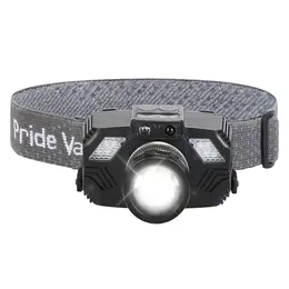 1Pc Motion Sensor LED Headlamp Zoomable Headlamp Flashlight Waterproof Outdoor Emergency Headlight With 3 Lighting Modes