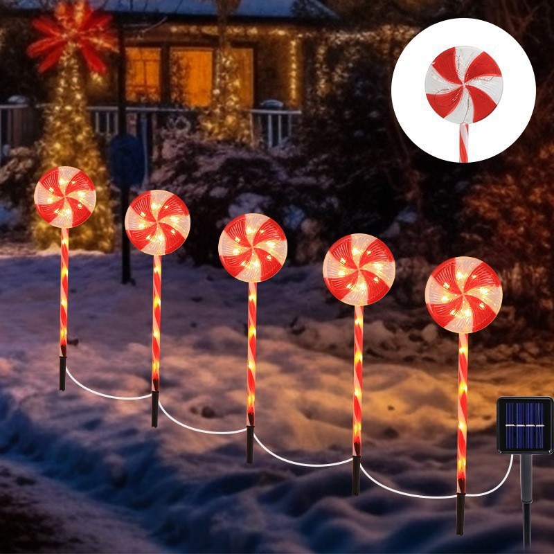 LED Solar Walking Stick String Lawn Candy Snowflake Ground Spike Courtyard Colorful Light