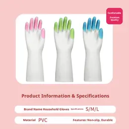 Dazzling finger housework gloves-green-PVC-L size-1 pair