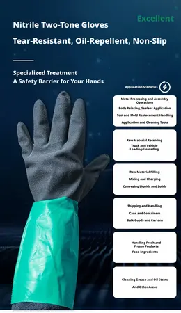 Nitrile rubber gloves-black and green two-color-L size-1 pair