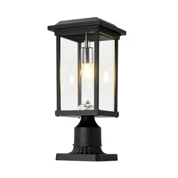 Dusk to Dawn Outdoor Post Lights with Pier Mount Base, Anti-Rust Black Pillar Lights Fixtures, Waterproof Hardwired Aluminum Exterior Pole Lamps for Garden, Patio, Pathway