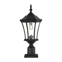 Product image of Black Solar Post Light Fixture, Dusk to Dawn, Pier Mount Base, Waterproof, 1-Pack