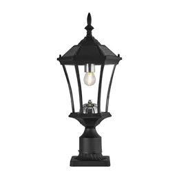 Solar Post Lights Outdoor, Dusk to Dawn Outdoor Post Lights with Pier Mount Base, Black Solar Lamp Posts Light Fixture, Waterproof Light Posts for Outside Yard Garden Patio, 1 Pack