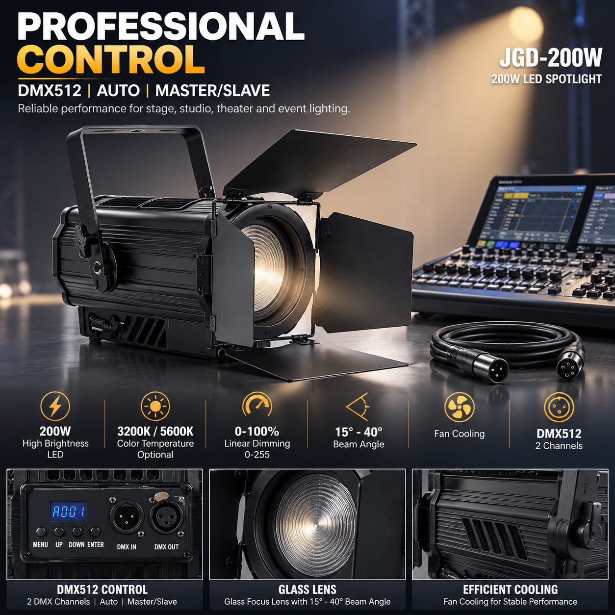 Main product image of Industrial 200W Portable LED Work Light, IP20