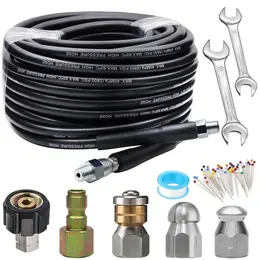 50 FT Sewer Jetter Kit For Pressure Washer, 5800PSI High-Pressure Drain Cleaner Hose With 3-Layer Reinforced Construction