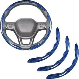 Carbon Fiber Steering Wheel Covers 3 Piece Clip On Steering Wheel Cover -Blue