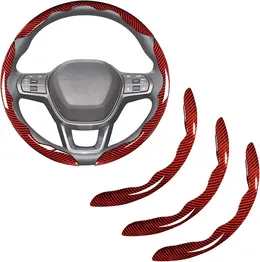 Carbon Fiber Steering Wheel Cover - Three-piece Snap-on Steering Wheel Cover -red