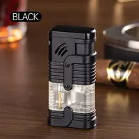 Product image of Black Triple-Flame Butane Torch Lighter, Rechargeable, Windproof