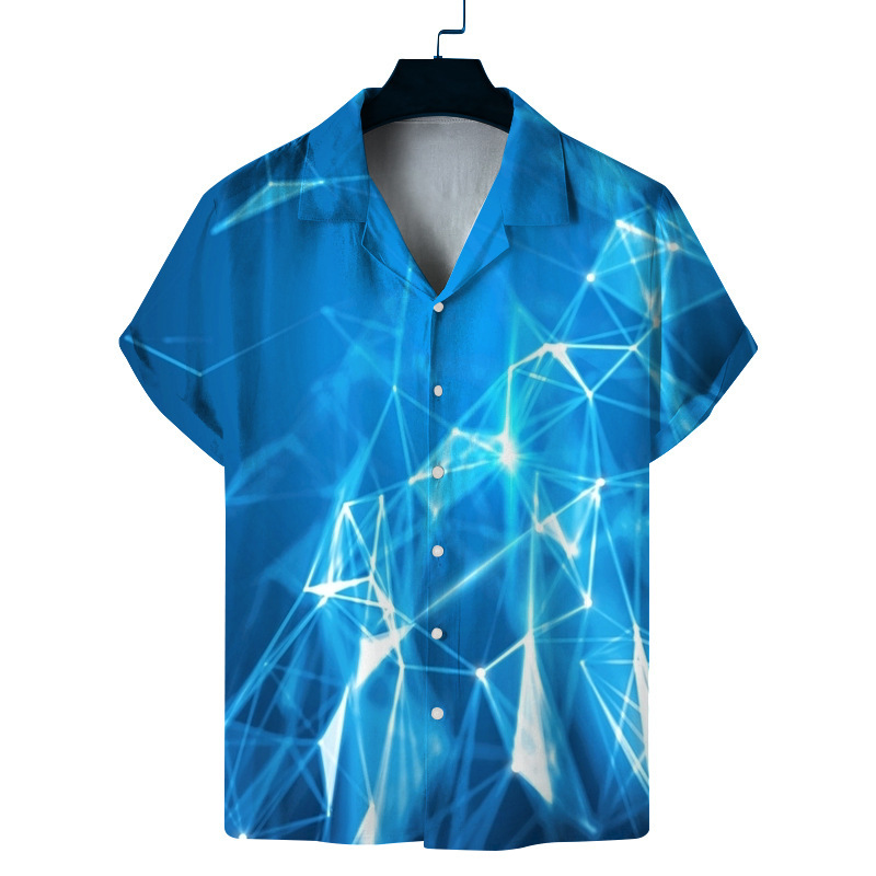 Main product image of Men's Digital Print Short Sleeve Cuban Collar Hawaiian Shirt