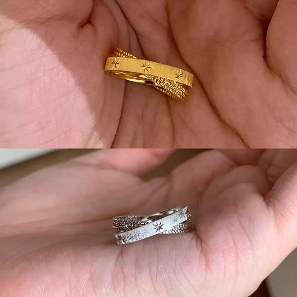 Main product image of Fashion Brushed Starburst Open Ring For Ladies, Delicate Light Luxury Minimalist Cool Chic Adjustable Finger Ring