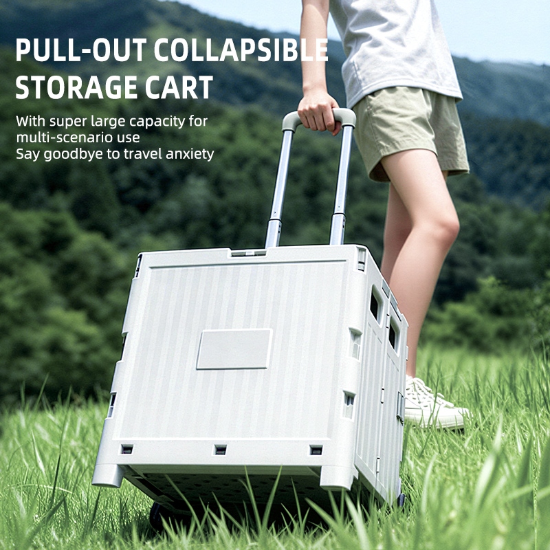 Main product image of Folding Pull-Out Storage Cart with Wheels for Camping and Outdoor Use