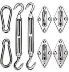 8Pcs Stainless Steel Sun Sail Shade Shade Canopy Fixing Fittings Accessory Kit Safety Sun Canopy Fixing Fittings
