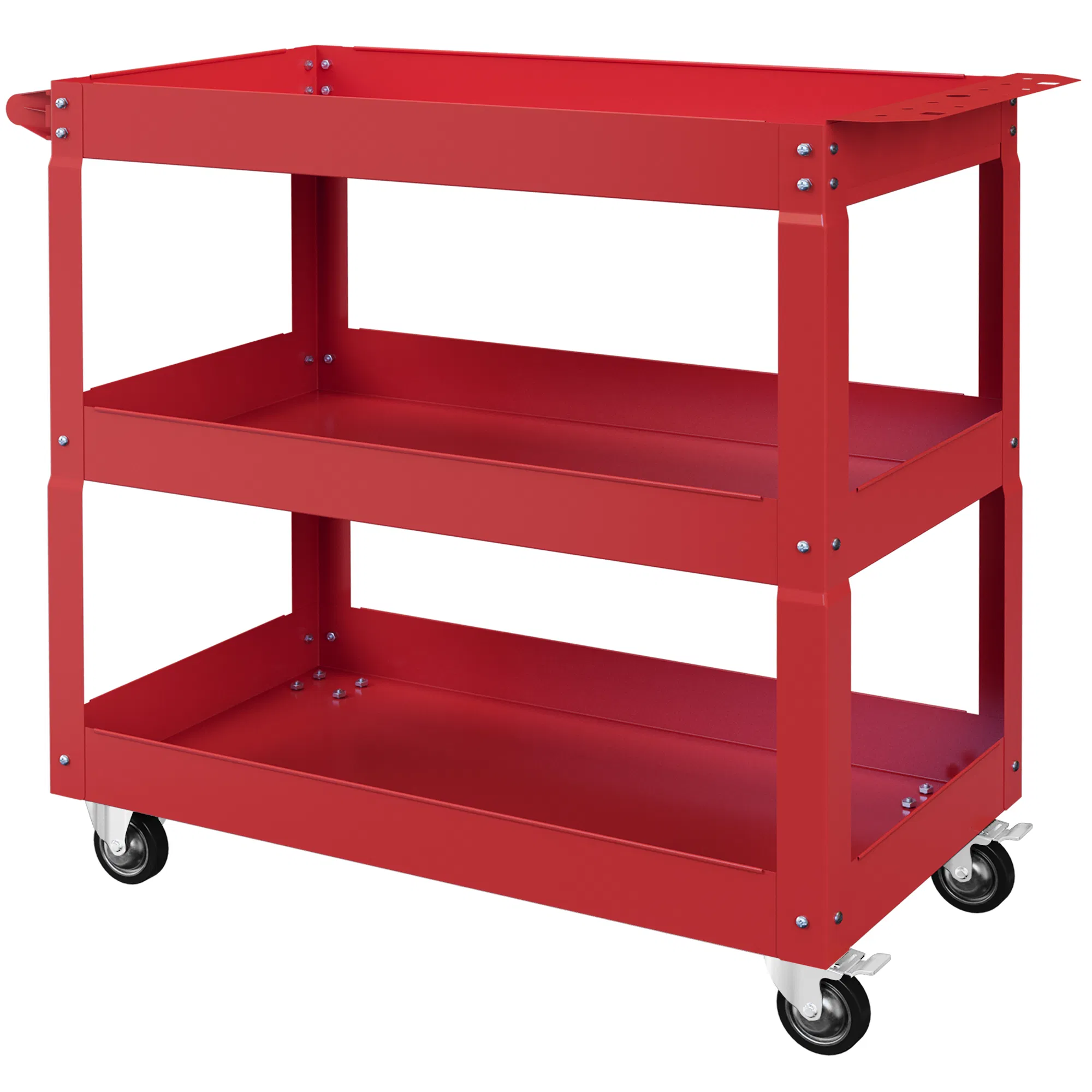 Main product image of 3-Tier Rolling Tool Cart, 330 LBS Capacity, Red Mobile Utility Cart
