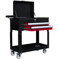 Product image of Black Rolling Tool Cart with 2 Drawers and Lockable Flip Top Tray