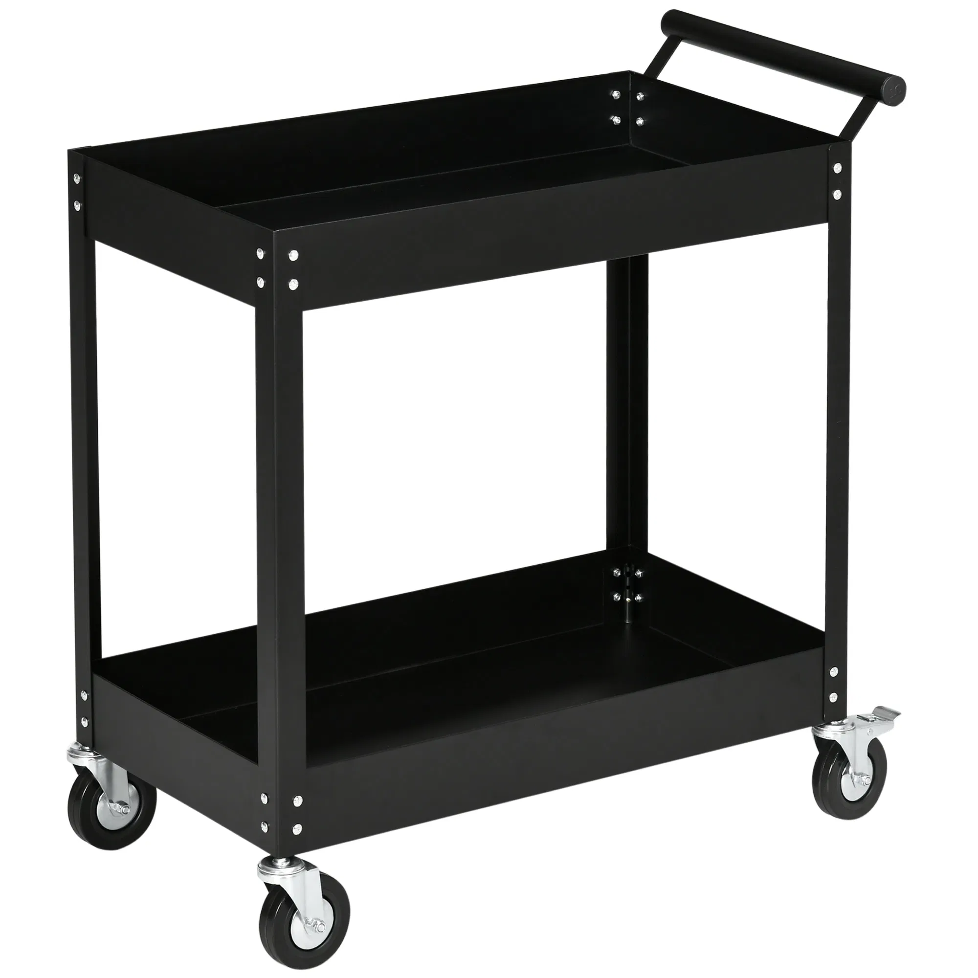 Main product image of 2-Tier Rolling Steel Utility Cart, 330lbs Capacity, Black