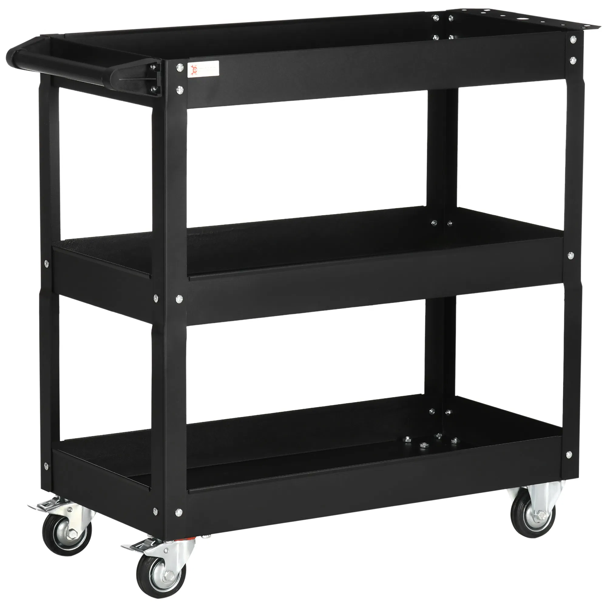Main product image of 3 Tier Steel Rolling Service Cart, 330 LBS Capacity, Black