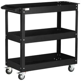 Product image of 3 Tier Steel Rolling Service Cart, 330 LBS Capacity, Black