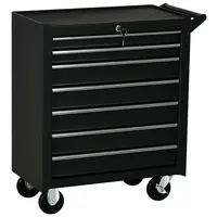Product image of 7-Drawer Mobile Lockable Tool Chest with Handle, Black