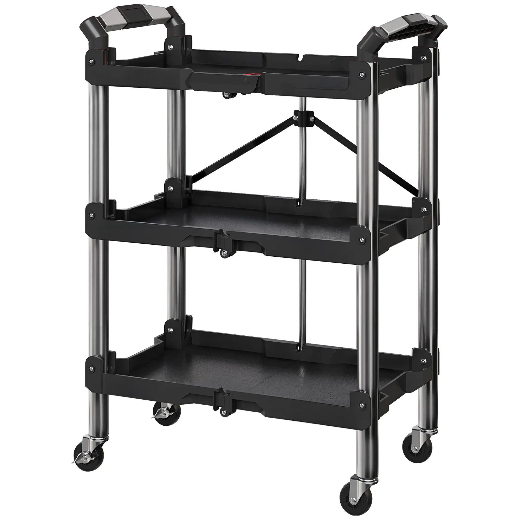 Main product image of 3-Tier Collapsible Tool Cart, 150 lb Capacity, Black