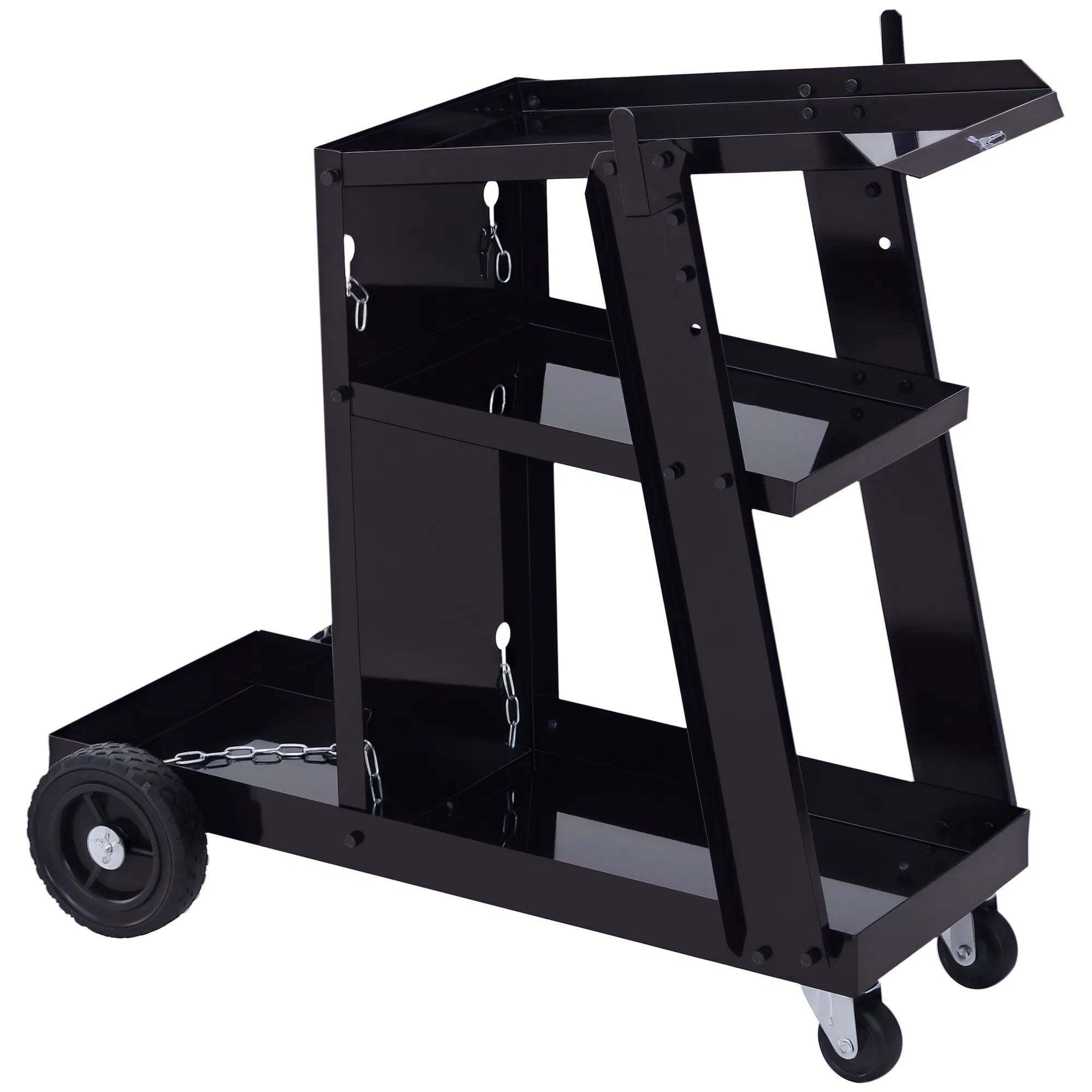 Main product image of 3-Tier Welder Trolley Cart with Safety Chain, Black
