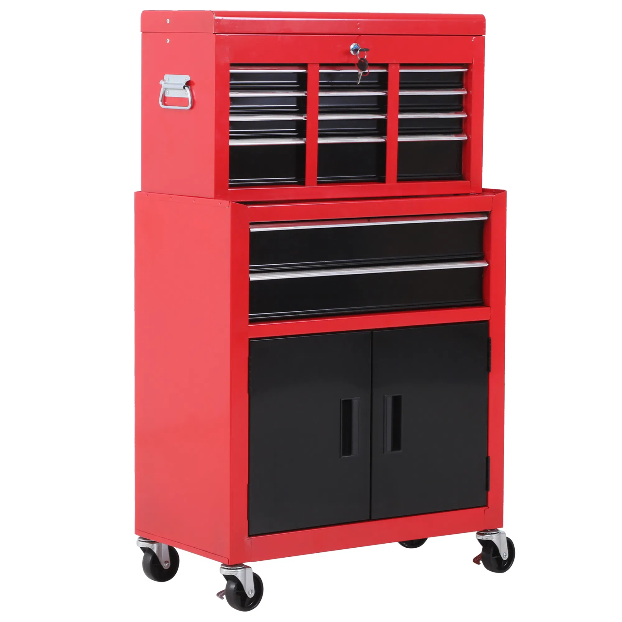 Main product image of 6-Drawer Mobile Tool Chest Cabinet with Detachable Organizer, Lockable, Black