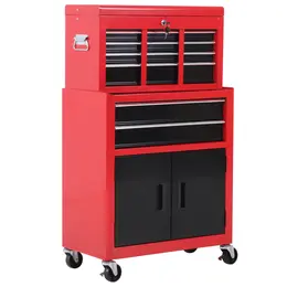 Product image of 6-Drawer Mobile Tool Chest Cabinet with Detachable Organizer, Lockable, Black