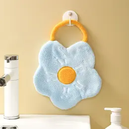 Thick Coral Fleece Hanging Hand Towels, Creative Cartoon Flower Hand Towels, Table Cleaning Cloths Wholesale