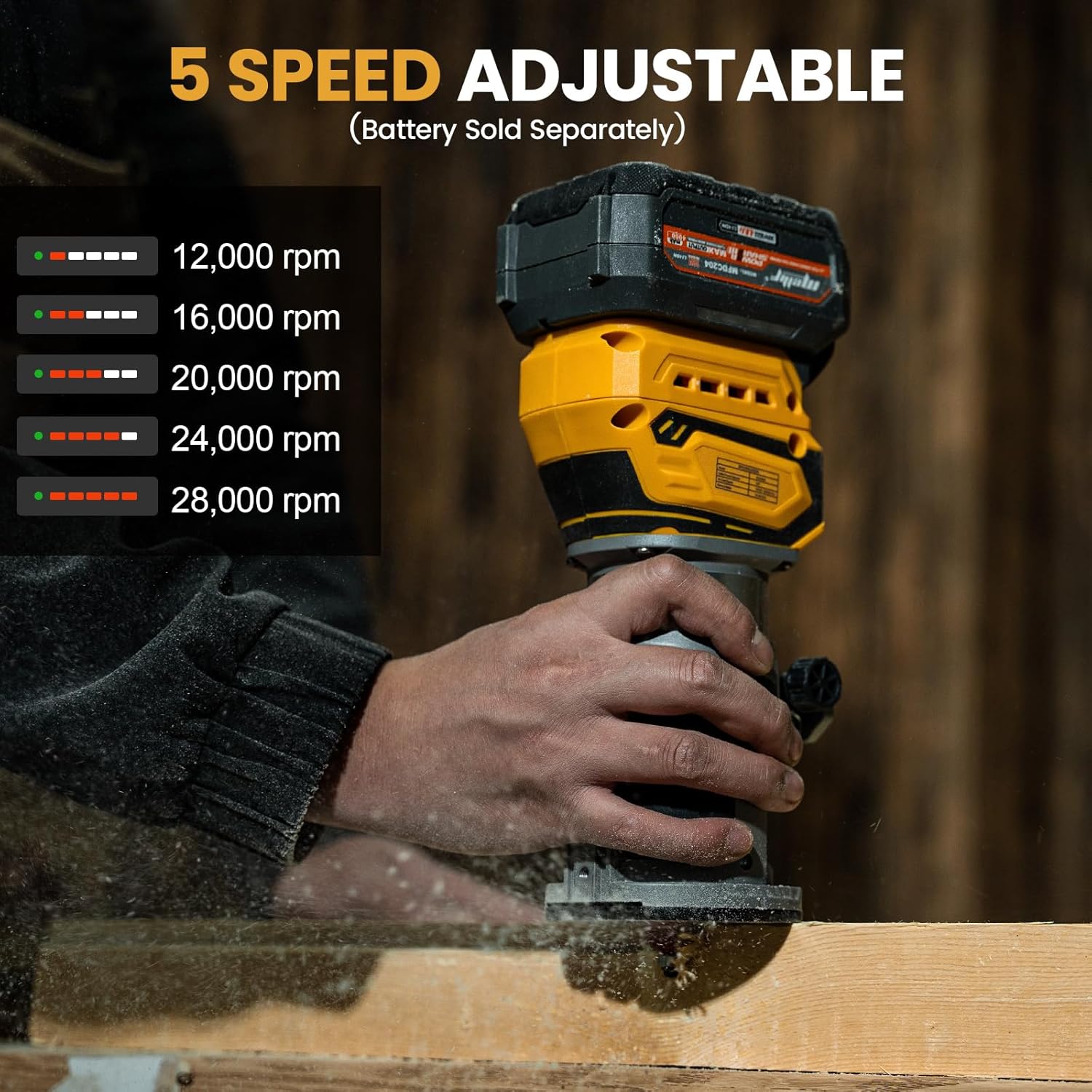Main product image of Cordless Compact Router, Brushless Palm Trimmer Route Compatible With 18V Battery, No Battery, 28,000RPM 600W, Fixed Bas