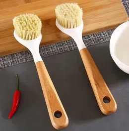 Beech pot washing brush-25cm-nylon wool-1 piece