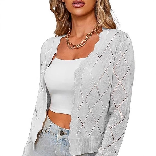 Spring And Autumn Long Sleeved Knitted Cardigan Coat Unique And Unique Bottom Coat Women's Interior Top