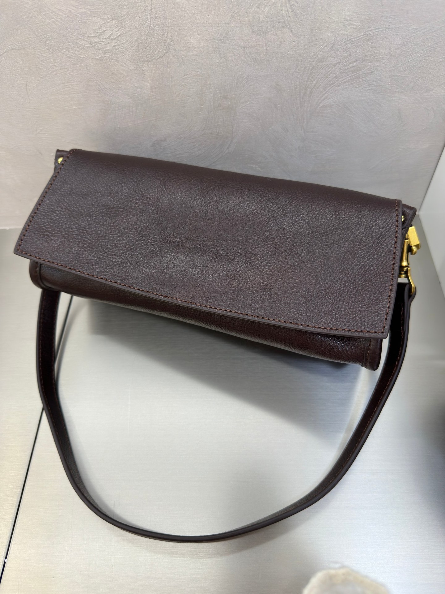 Top-grain Vegetable-tanned Cowhide Commuter Underarm Bag, Single-shoulder Crossbody Small Bag, New Simple Genuine Leather Women's Bag For Fall And Winter