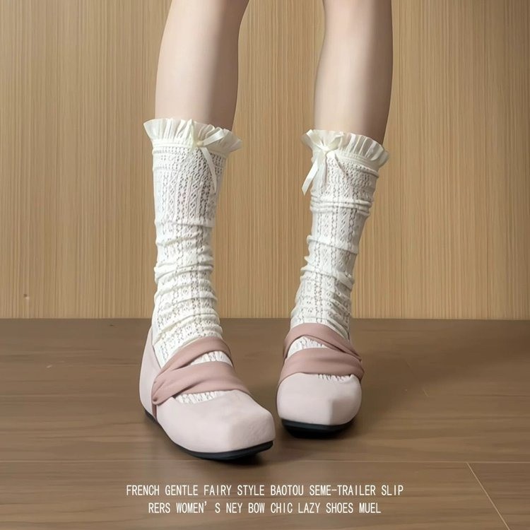 2026 New Arrival Gentle Style Square Toe Bow Shallow Mouth Pumps, Spring Women Shoes
