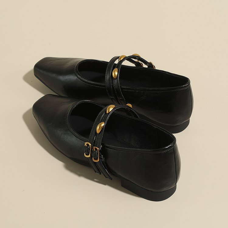 Main product image of Women Retro Square Toe Mary Janes, New Summer Elegant Style Low Heel Shallow Mouth One Strap Pumps