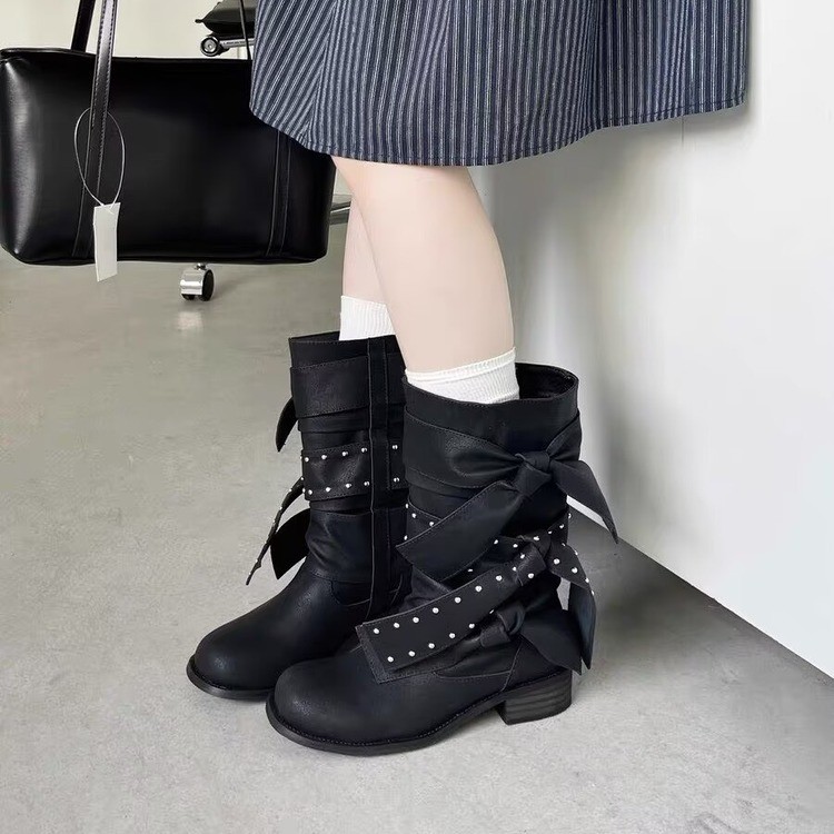 Main product image of Women's Mid-Calf Boots with Side Zipper and Chunky Heel