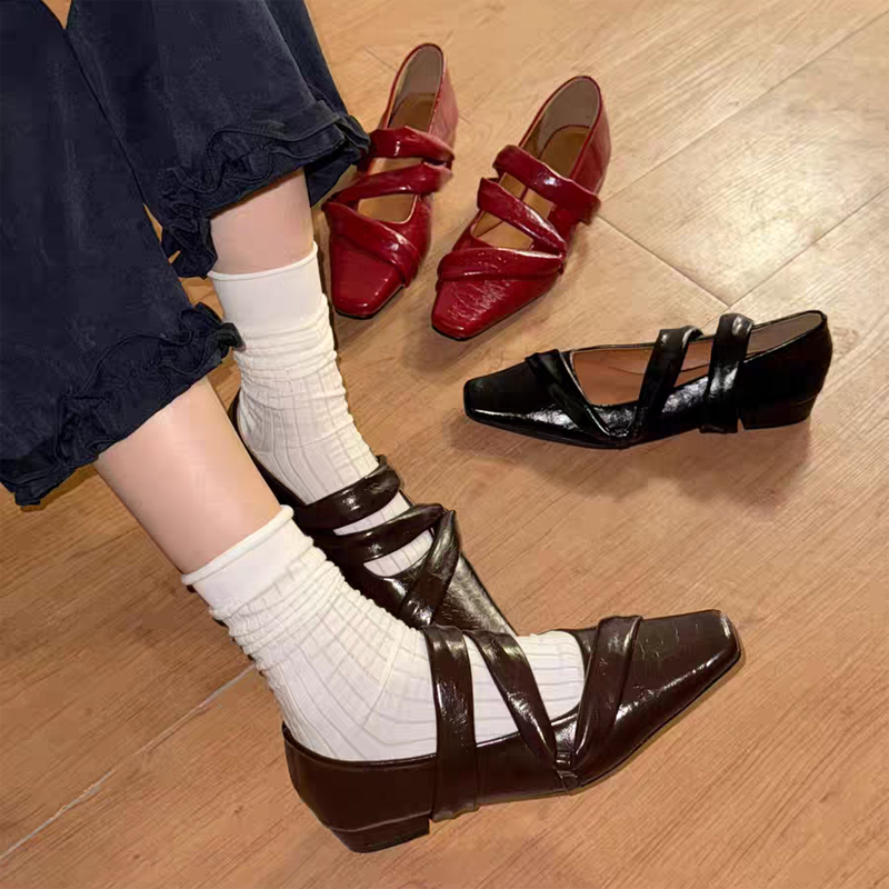 Main product image of Women's Soft Leather Square Toe Block Heel Mary Jane Shoes