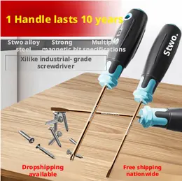 Strong magnetic screwdriver set-Plum Blossom Cross + One-word-6 inches-High-speed steel HSS-2 pcs-1 set