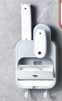 Wall-mounted Soap Box with Brush-Gray-One Set-DY-*[Patent]