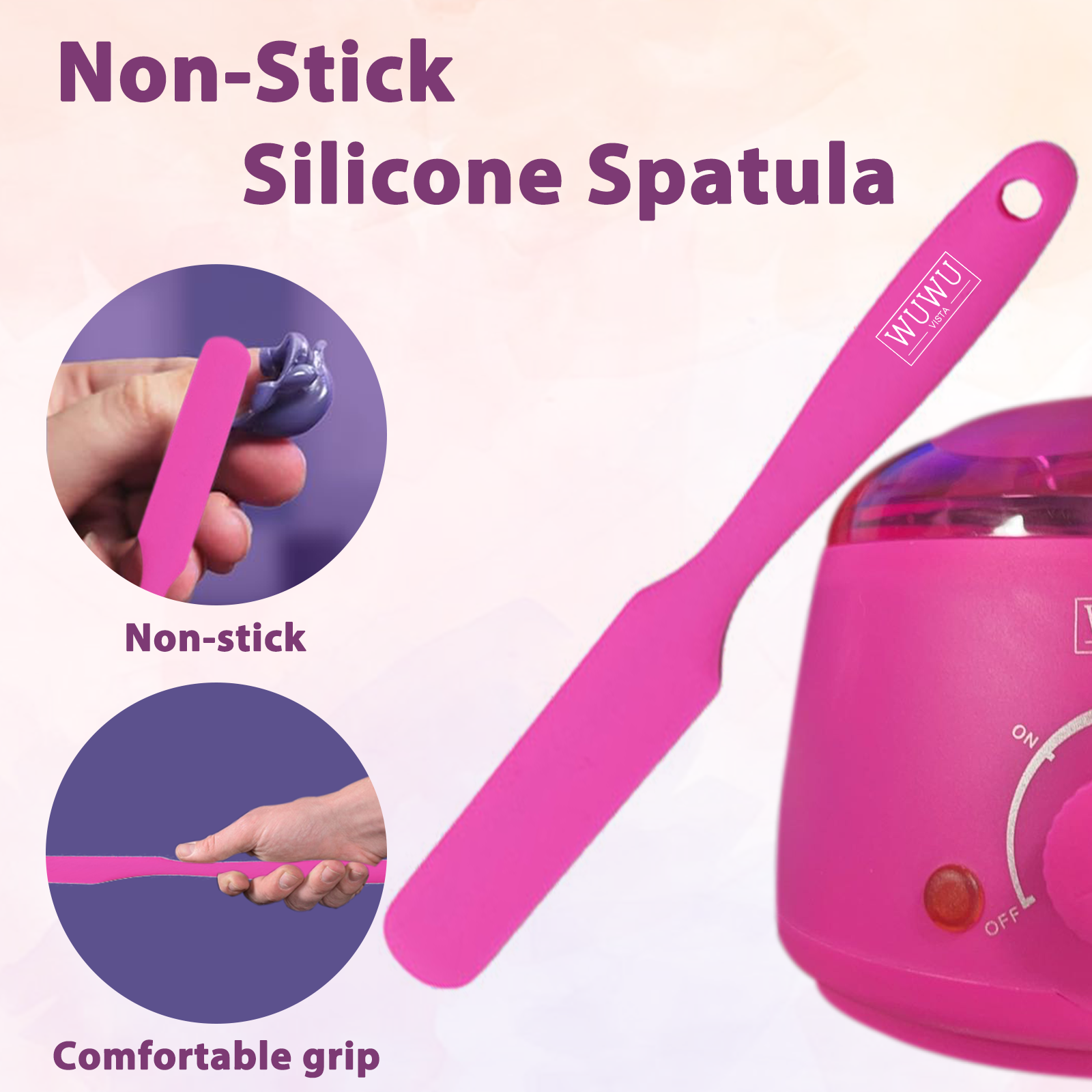 Main product image of WUWUVISTA Non-stick Wax Silicone Spatula Hair Removal Accessories Easy To Clean And Reusable Large Area Hair Removal Wax Scraper
