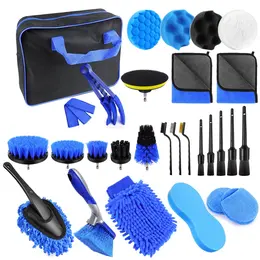 Car Detailing Brush Set, Kit, Brushes, Cleaning Windshield Tool, Professional Care Kit - Wash For Interior Exterior Wheels