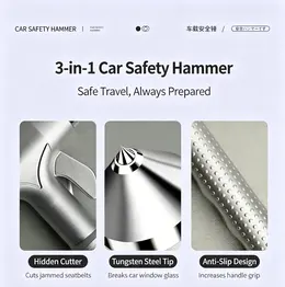 Product image of Multifunctional Car Window Breaker Escape Hammer, Vehicle Emergency Self-Defense Glass Breaking Tool, One Second Window Shatter Device