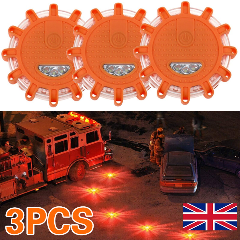 LED Warning Light Car Auto Amber Lamp Magnetic Flashing Strobe Beacon Emergency Batteries Not Included
