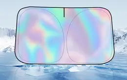 Product image of Laser Titanium Silver Front Windshield Sun Visor, Universal Snap-on Summer Heat Insulation And Sun Protection Car Sun Visor