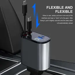 Product image of 4-in-1 Retractable Car Charger Cable, Dual USB-C PD Ports