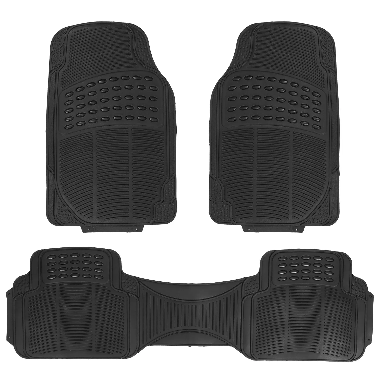 Main product image of 3Pcs Automotive Floor Mats Set Front Rear PVC Rubber Floor Mats Heavy Duty Drive Vehicle Car Mats with Trimmable Design Fit Most Cars SUVs Trucks