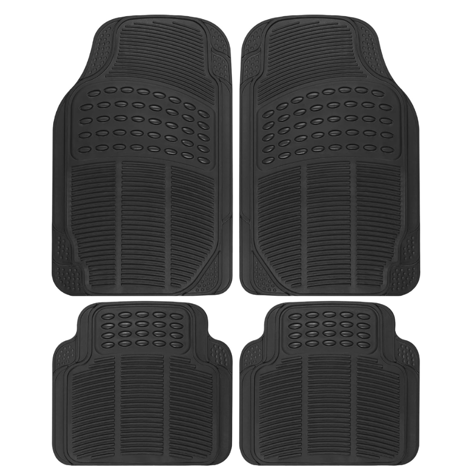 Main product image of 4-Piece Black All-Weather Rubber Car Floor Mats, Universal Fit