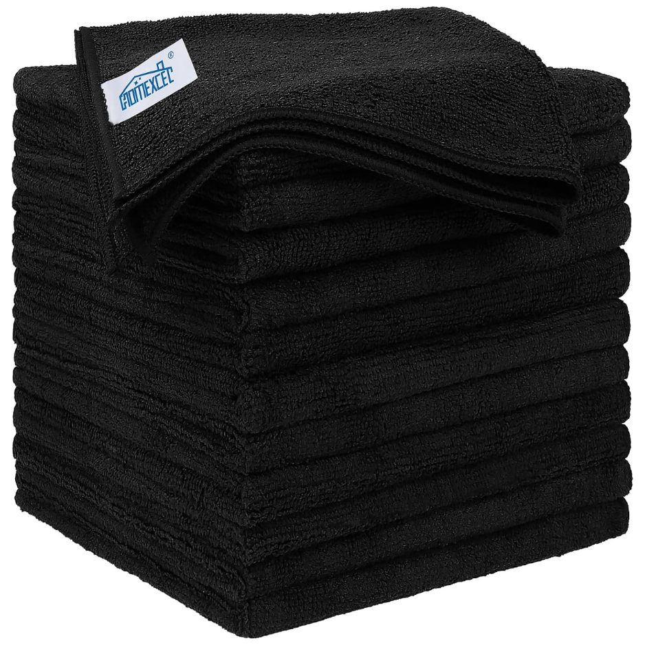 Main product image of Black Microfiber Cleaning Cloths, 12.5x12.5 Inch, 12 Pack