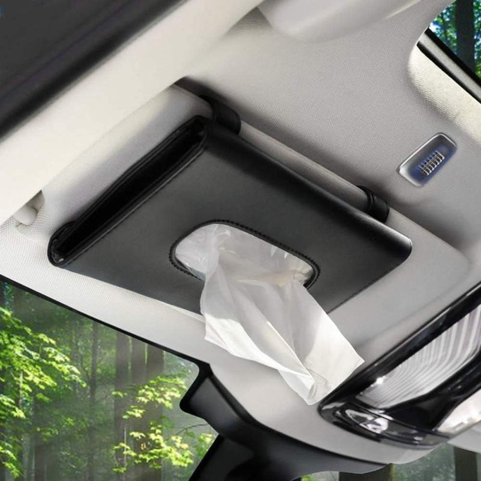 Main product image of Black PU Leather Car Tissue Holder for Sun Visor